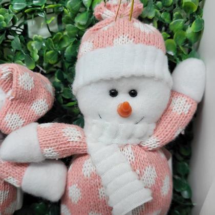 Imagem de Conjunto Papai Noel, Boneco de Neve, Urso e Rena Pelúcia Pendente Rosa 14cm - Master Christmas