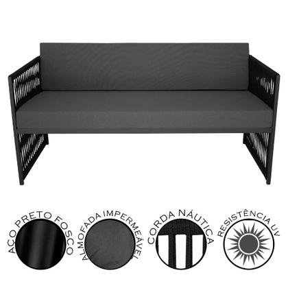 Imagem de Conjunto para Área Externa de Corda Náutica  - Poltrona Namoradeira Mesa de Centro Santiago