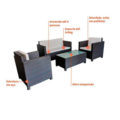 Conjunto para Área Externa Selina Marrom - Mobly Imagem de Conjunto para Área Externa Selina Marrom