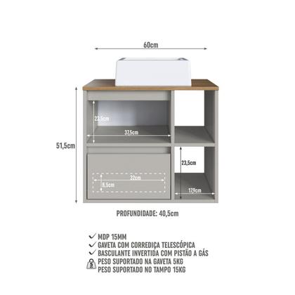 Imagem de Conjunto para Banheiro 5 Peças com Iluminação em Led e Cuba 156cm Cb.bn8005