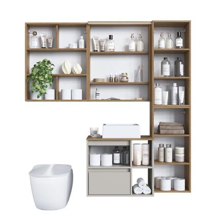 Imagem de Conjunto para Banheiro 5 Peças com Iluminação em Led e Cuba 156cm Cb.bn8005