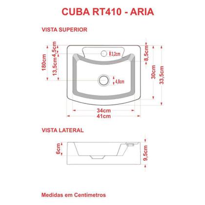 Imagem de Conjunto para Banheiro Bancada com Cuba Aria 41 Retangular, Prateleira e Espelheira City 606 Preto Ônix