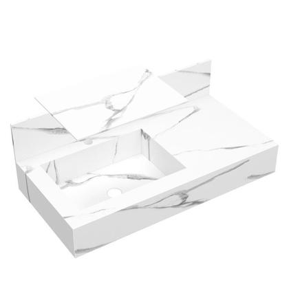 Imagem de Conjunto para Banheiro Bancada em Porcelanato com Cuba Esculpida, Armário e Espelho Ripy 80cm Cinza