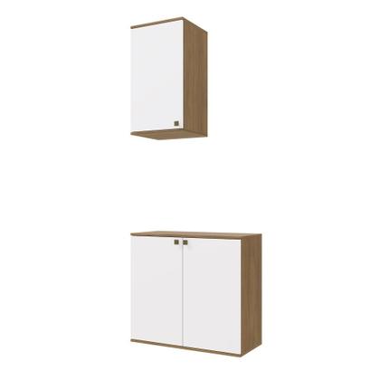 Imagem de Conjunto para Banheiro com Aéreo Kappesberg Celeste 2 Peças Nogueria/Branco 80cm