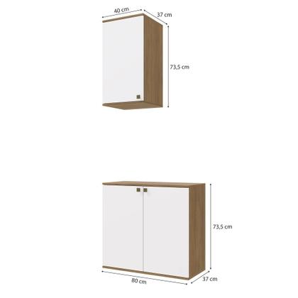 Imagem de Conjunto para Banheiro com Aéreo Kappesberg Celeste 2 Peças Nogueria/Branco 80cm