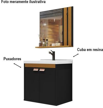 Imagem de Conjunto Para Banheiro Dandara Completo Cuba e Espelho cor Preto / Nature - Comprar Móveis em Casa