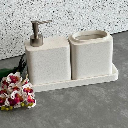 Imagem de Conjunto Para Banheiro Em Poliresina Branco Com 3 Peças Mart