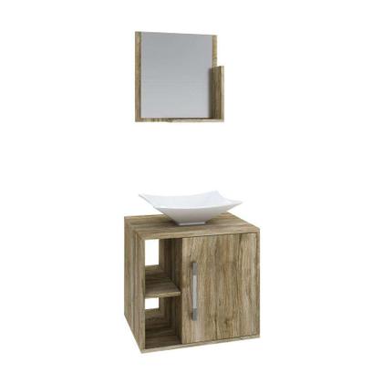 Conjunto para Banheiro Gabinete com Cuba Folha L38 e Espelheira Soft 500 Carvalho - Mobly Imagem de Conjunto para Banheiro Gabinete com Cuba Folha L38 e Espelheira Soft 500 Carvalho