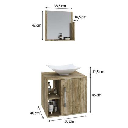 Conjunto para Banheiro Gabinete com Cuba Folha L38 e Espelheira Soft 500 Carvalho - Mobly Imagem de Conjunto para Banheiro Gabinete com Cuba Folha L38 e Espelheira Soft 500 Carvalho