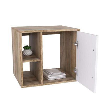 Conjunto para Banheiro Gabinete com Cuba Q32 e Espelheira Soft 500 Carvalho com Branco - Mobly Imagem de Conjunto para Banheiro Gabinete com Cuba Q32 e Espelheira Soft 500 Carvalho com Branco