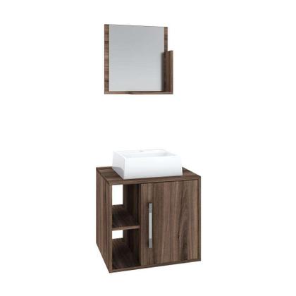Conjunto para Banheiro Gabinete com Cuba Q32 e Espelheira Soft 500 Nogal - Mobly Imagem de Conjunto para Banheiro Gabinete com Cuba Q32 e Espelheira Soft 500 Nogal