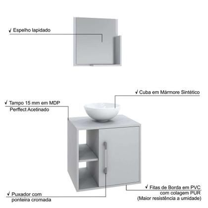 Conjunto para Banheiro Gabinete com Cuba Redonda R30 e Espelheira Soft 500 Branco - Mobly Imagem de Conjunto para Banheiro Gabinete com Cuba Redonda R30 e Espelheira Soft 500 Branco