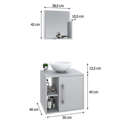 Conjunto para Banheiro Gabinete com Cuba Redonda R30 e Espelheira Soft 500 Branco - Mobly Imagem de Conjunto para Banheiro Gabinete com Cuba Redonda R30 e Espelheira Soft 500 Branco