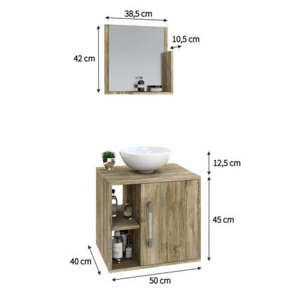Conjunto para Banheiro Gabinete com Cuba Redonda R30 e Espelheira Soft 500 Carvalho - Mobly Imagem de Conjunto para Banheiro Gabinete com Cuba Redonda R30 e Espelheira Soft 500 Carvalho