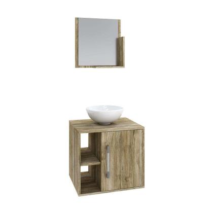 Conjunto para Banheiro Gabinete com Cuba Redonda R30 e Espelheira Soft 500 Carvalho - Mobly Imagem de Conjunto para Banheiro Gabinete com Cuba Redonda R30 e Espelheira Soft 500 Carvalho