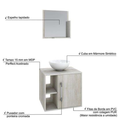 Conjunto para Banheiro Gabinete com Cuba Redonda R30 e Espelheira Soft 500 Snow - Mobly Imagem de Conjunto para Banheiro Gabinete com Cuba Redonda R30 e Espelheira Soft 500 Snow