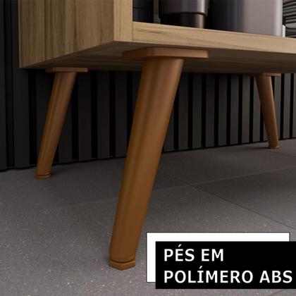 Imagem de Conjunto Para Banheiro Gabinete Com Pés Cuba e Armário Lionel B06 Branco Nogal - Lyam Decor