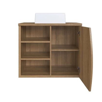 Imagem de Conjunto para Banheiro Gabinete Supenso 70cm com Cuba e Espelheira 1 Porta 3 Nichos Laura