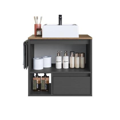 Imagem de Conjunto para Banheiro Gabinete Suspenso 60cm com Toalheiro Cuba e Espelheira 80cm Cj8050.20