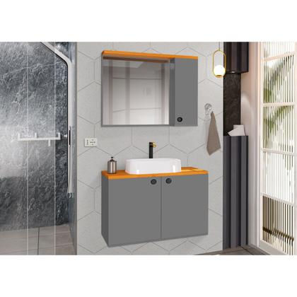 Imagem de Conjunto Para Banheiro Gabinete Suspenso com Cuba Madri - Rede Móveis