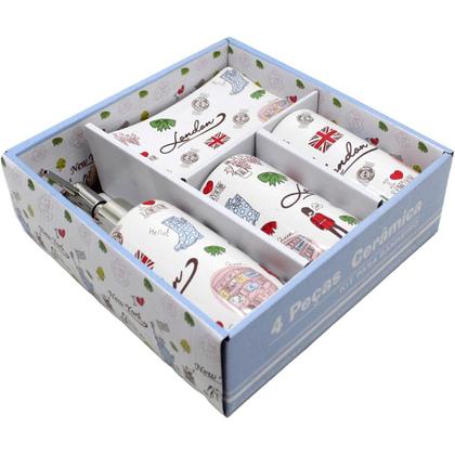 Imagem de Conjunto Para Banheiro Lavabo London Com 4 Peças Em Cerâmica