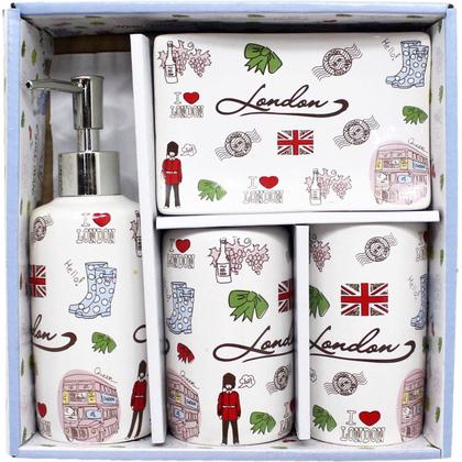 Imagem de Conjunto Para Banheiro Lavabo London Com 4 Peças Em Cerâmica