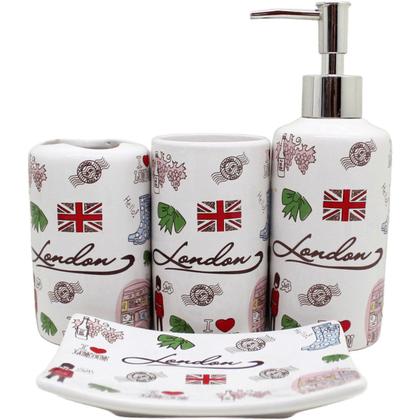 Imagem de Conjunto Para Banheiro Lavabo London Com 4 Peças Em Cerâmica