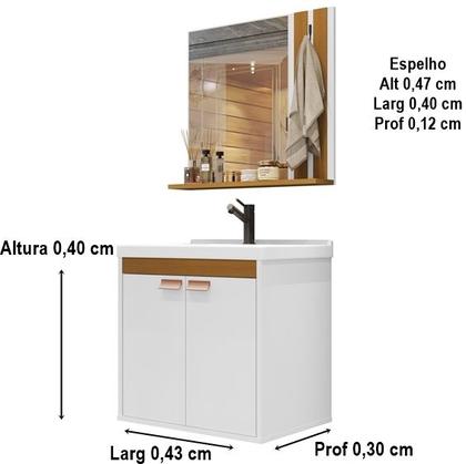 Imagem de Conjunto Para Banheiro Patricia Completo Cuba e Espelho cor Branco / Nature - Comprar Móveis em Casa