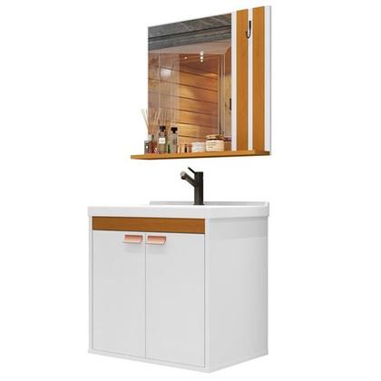 Imagem de Conjunto Para Banheiro Patricia Completo Cuba e Espelho cor Branco / Nature - Comprar Móveis em Casa