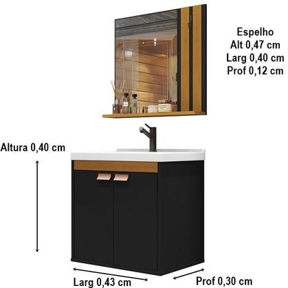 Imagem de Conjunto Para Banheiro Patricia Completo Cuba e Espelho cor Preto / Nature - Comprar Móveis para sua Casa