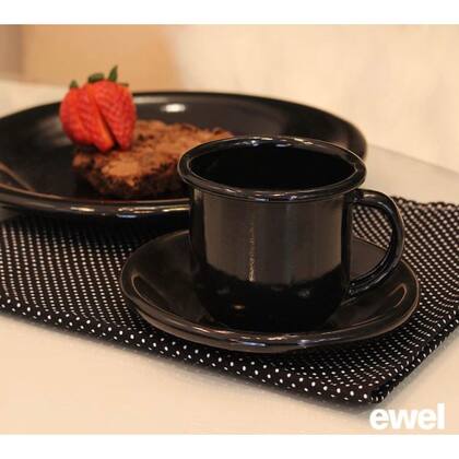 Imagem de Conjunto para Café Esmaltado 9 Peças Preto Ewel