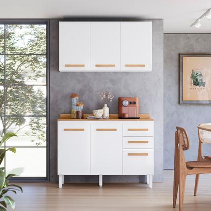 Imagem de Conjunto para Cozinha Amore com Balcão e Armario Aereo 3 Portas