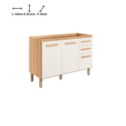 Imagem de Conjunto para Cozinha Amore com Balcão e Armario Aereo 3 Portas