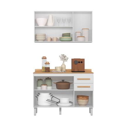Imagem de Conjunto para Cozinha Amore com Balcão e Armario Aereo 3 Portas