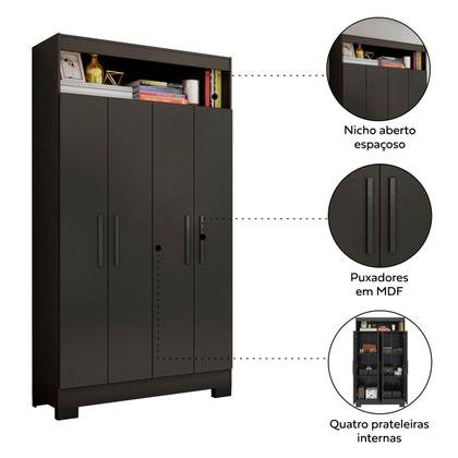 Imagem de Conjunto Para Escritório 2 Peças com Mesa NT2105 e Armário NT4040 Notável Móveis