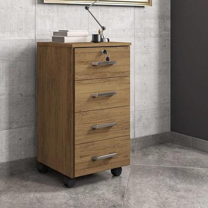 Imagem de Conjunto para Escritório 4 Peças com Escrivaninha Gávea 1 Gaveteiro e 2 Armários Espresso Móveis