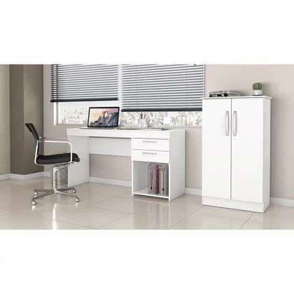 Imagem de Conjunto Para Escritório com Mesa Office e Armário Alaska Notável Branco