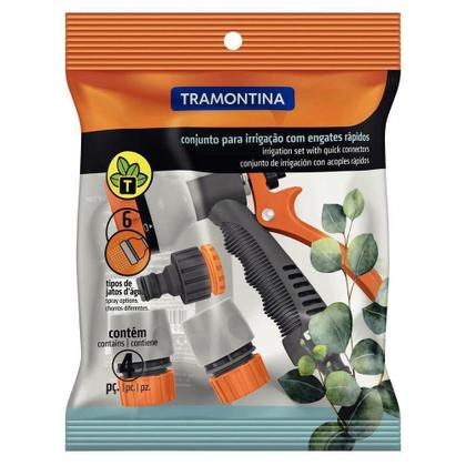 Imagem de Conjunto Para Irrigação Tramontina Com Engates Rápidos E Hidropistola 4 Peças Tramontina