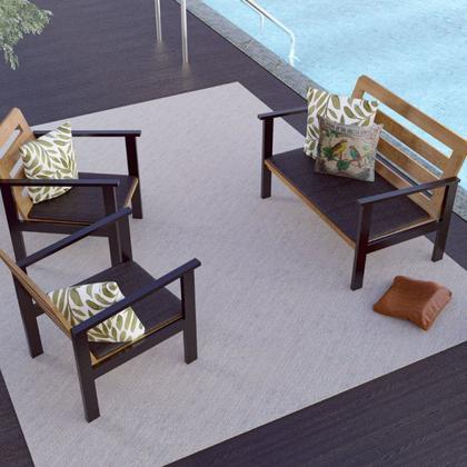 Imagem de Conjunto para Jardim com 1 Sofá 2 Poltronas 1 Mesa de Centro Madeira Maciça Cairo Black