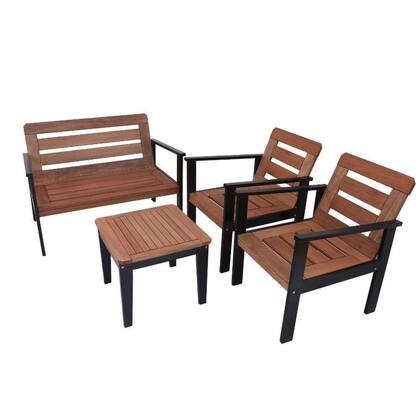 Imagem de Conjunto para Jardim com 1 Sofá 2 Poltronas 1 Mesa de Centro Madeira Maciça Cairo Black Yescasa Marrom