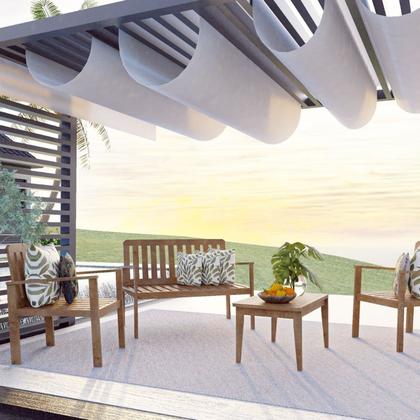 Imagem de Conjunto para Jardim com 1 Sofá 2 Poltronas 1 Mesa de Centro Madeira Maciça