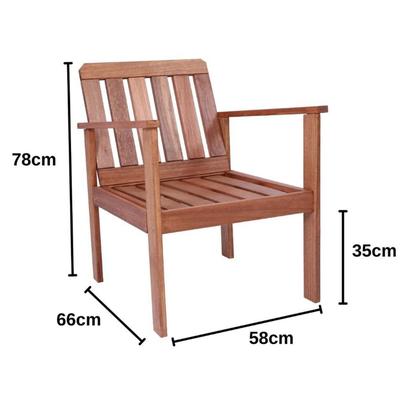 Imagem de Conjunto para Jardim com 1 Sofá 2 Poltronas 1 Mesa de Centro Madeira Maciça