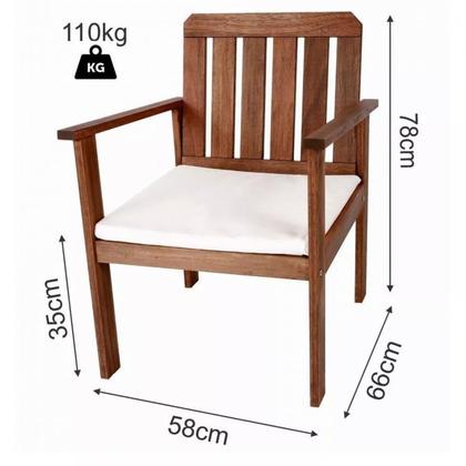 Imagem de Conjunto para Jardim com Mesa Lateral, 2 Poltronas e Banco em Madeira Maciça Havelock