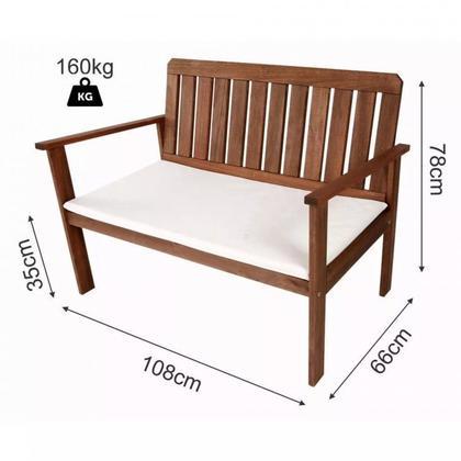 Imagem de Conjunto para Jardim com Mesa Lateral, 2 Poltronas e Banco em Madeira Maciça Havelock