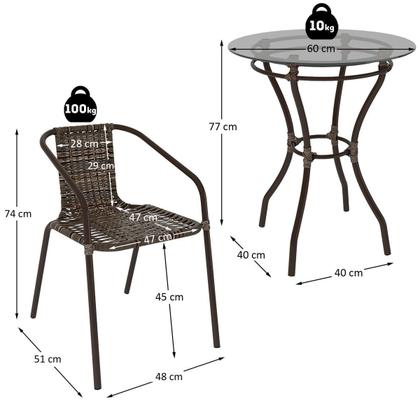 Imagem de Conjunto para Jardim com Mesa Vidro 60cm e 4 Cadeiras Junco Sintético Multimóveis CR8008