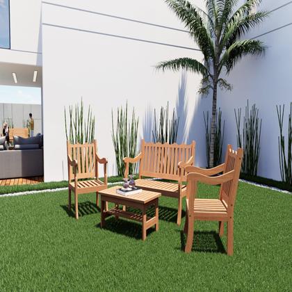 Imagem de Conjunto para Jardim Curvato de Madeira Eucalipto 4 Peças