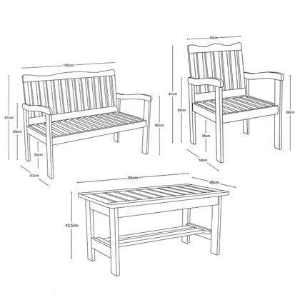 Imagem de Conjunto para Jardim de Madeira Eucalipto 4 Peças sem Almofada Nature Yescasa