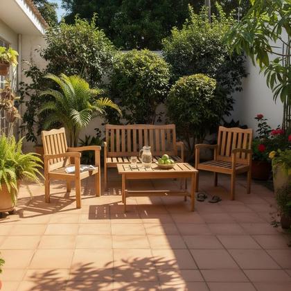 Imagem de Conjunto para Jardim de Madeira Eucalipto 4 Peças sem Almofada Nature Yescasa