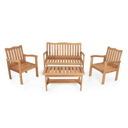 Imagem de Conjunto para Jardim de Madeira Eucalipto 4 Peças sem Almofada Nature Yescasa