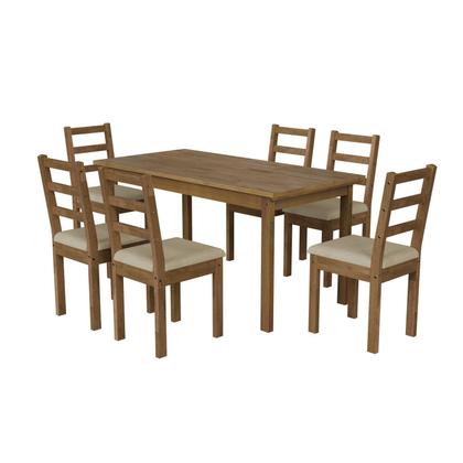 Imagem de Conjunto para Jardim Madeira Maciça 160x80cm 1 Mesa 6 Cadeiras Assento Estofado Itália